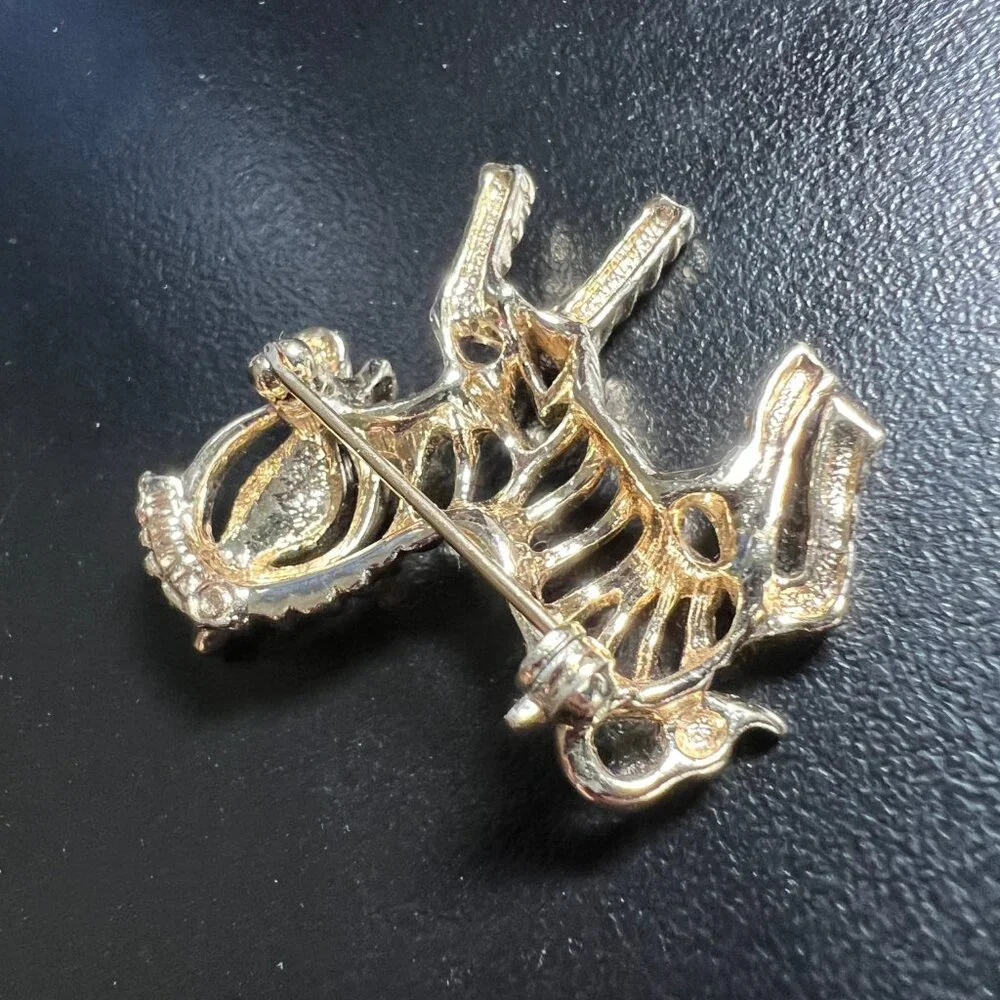 Vintage Sarah Coventry Zebra Brooch Open Gold Tone‎ Horse Figural Pin
